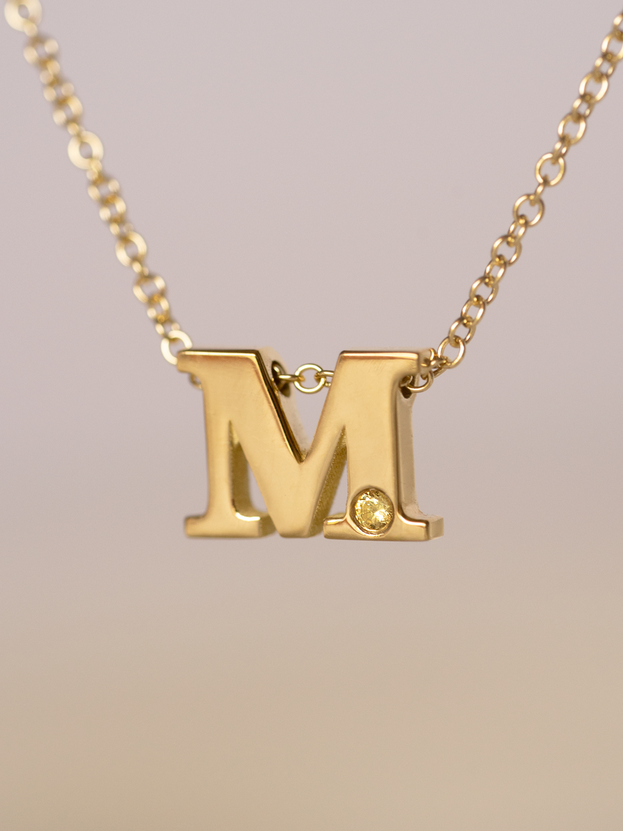 Teeny Tiny Floral Letter M Necklace